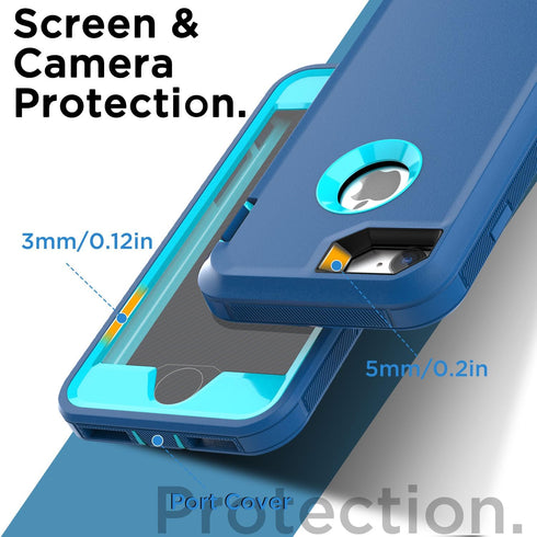 AICase Heavy Duty Rugged Case for iPhone SE 2022/3rd/2020/8/7 with Built-in Screen Protector, Shockproof & Dust Proof.
