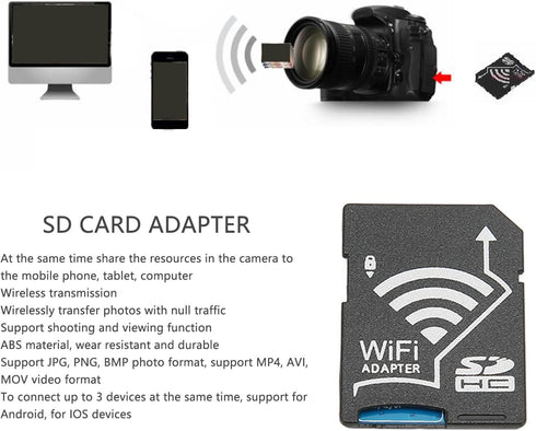 TF to Card Adapter, Connect Up to 3 Devices, Memory Card Readers for Camera Photo to Phone Tablet