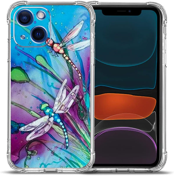 iPhone 14 Case, Cute Dragonfly Drop Protection Shockproof TPU Full Body Protective Scratch-Resistant Cover