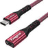 Fasgear USB C Extension Cable, 1.6ft, 10Gbps Data Sync, Type C Male to Female Extender, 100W Fast Charging, Red