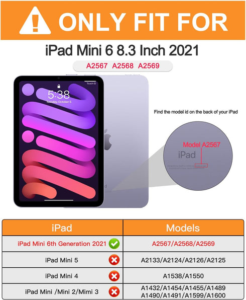 BRAECN iPad Mini 6 Case, Cover for Kids 8.3 inch 2021 iPad Mini 6th Gen, Shockproof Dropproof Rugged Protective Case