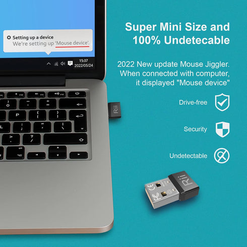 Rii Mouse Jiggler, Undetectable Mouse Mover, Automatic USB Port Mouse Movement Simulator for Computer, Plug and Play