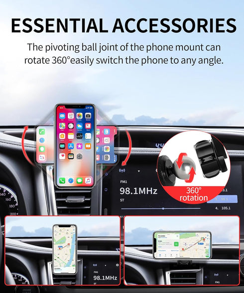MaserWeller 2014-2019 360 Car Phone Holder for Toyota Highlander Accessories, Rotation Phone Mount Compatible