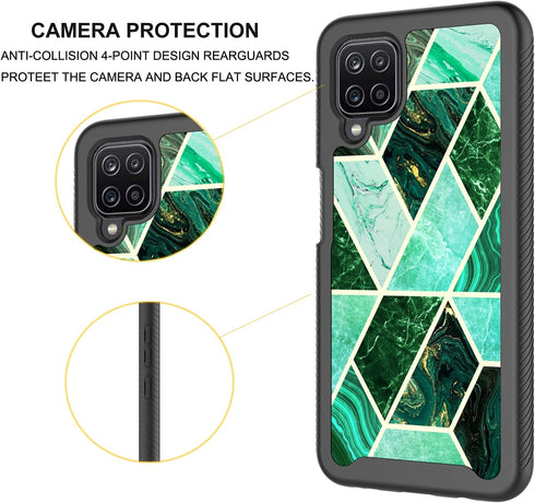 Case for Samsung Galaxy A12, Cute Shockproof Dual Layer Armor Protective Floral Bumper Phone Case Cover (6.5", 2021)