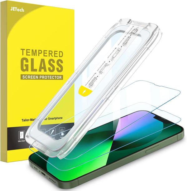 JETech 2-Pack Tempered Glass Screen Protector for iPhone 13/13 Pro 6.1", Full Coverage, HD Clear, Auto Alignment Tool.
