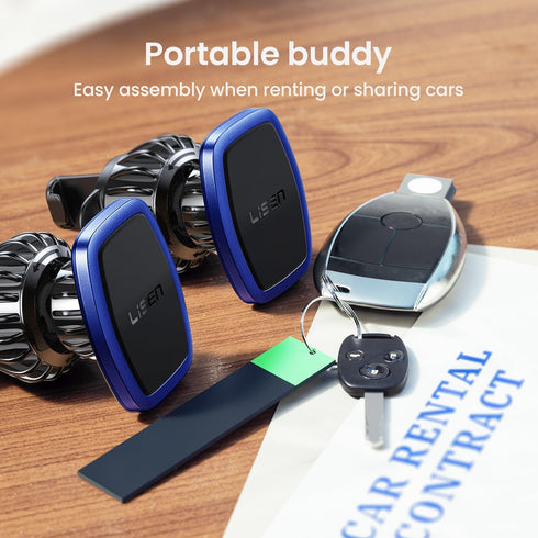 LISEN 2 Pack Magnetic Phone Holder for Car Mount, 6 Military Magnets Vent Cell Phone Holder - Blue