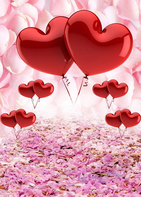 Valentine's Day Love Heart Photography Backdrops, 5x7ft Pink Rose Flowers Wedding Photo Background