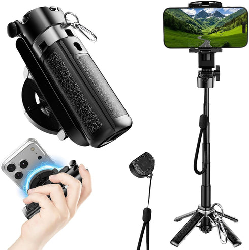 Kehuitry Magnetic Mini Selfie Stick Tripod for iPhone & Android, 16.5" Pocket Size