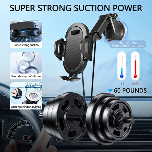 Universal Car Phone Holder Mount, Hands-Free Dashboard Windshield Air Vent Phone Holder for All Smartphones