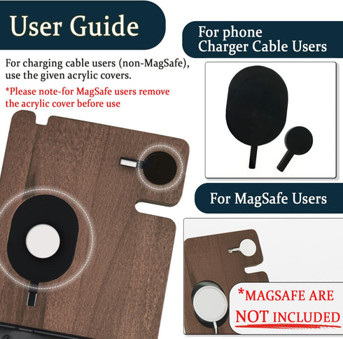 J JACKCUBE DESIGN Wood Charging Docking Station, Multi Device Nightstand Organizer Holder for Smartphone Cellphone