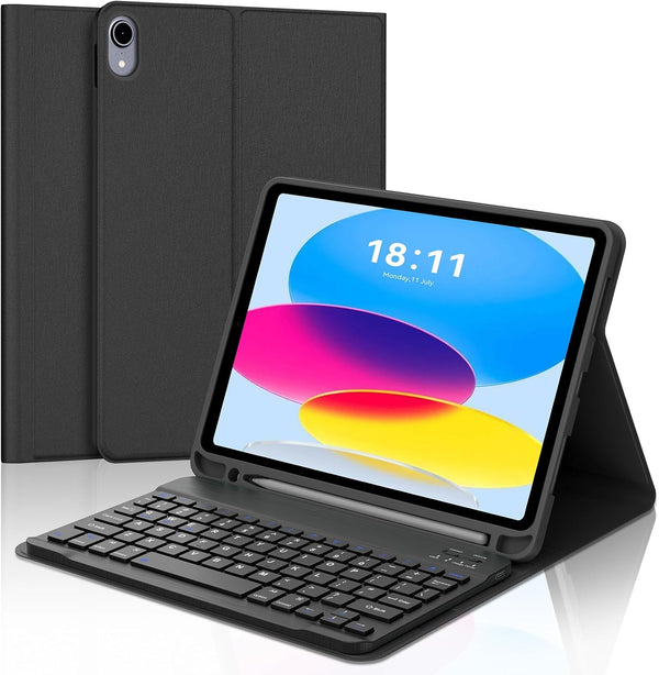 KVAGO iPad 10th Generation Case with Bluetooth Keyboard, Detachable Wireless Keyboard, Auto Wake/Sleep