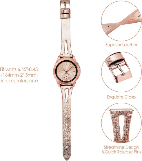 TOYOUTHS Compatible with Samsung Galaxy Watch Bands, 20mm Leather Strap for Galaxy Watch 7/FE/6/5/4/Active 2, Copper