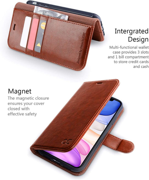 OCASE Compatible with iPhone 11 Wallet Case - PU Leather Flip Case with Card Holder and Magnetic Closure