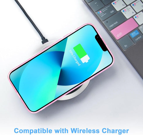 JJGoo Clear Pink Soft Shockproof Protective Slim Thin Phone Bumper Cover for iPhone 13, 6.1 inch 2021