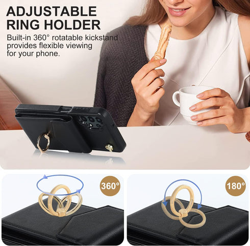 Asuwish Phone Case for Samsung Galaxy A32 5G 2021, Wallet Cover with Tempered Glass Screen Protector, RFID Blocking,