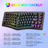 HXMJ Cable,69 -Wired Ergonomic Gaming Keyboard,Mechanical Feel,Detachable USB Keys,RGB Backlit-Black