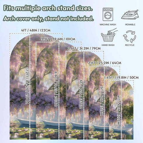 Jnbasdffb 7.2 Forest Flowers Wedding Arch Cover,Stretchy Spandex Arch Backdrop Stand Covers FT,Pink Green Oil Painting
