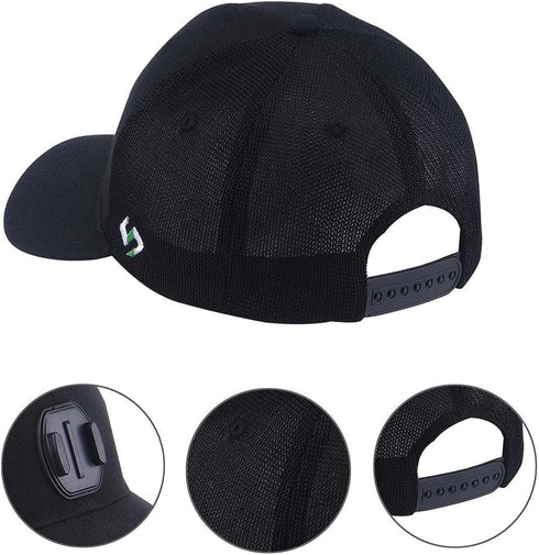 Smatree Black Baseball Hat Mount Mesh Cap for G*pro 12/11/10/9/8/7/6/5/5 Session/4/3+/3/2/DJI OSMO (L 58-60cm)