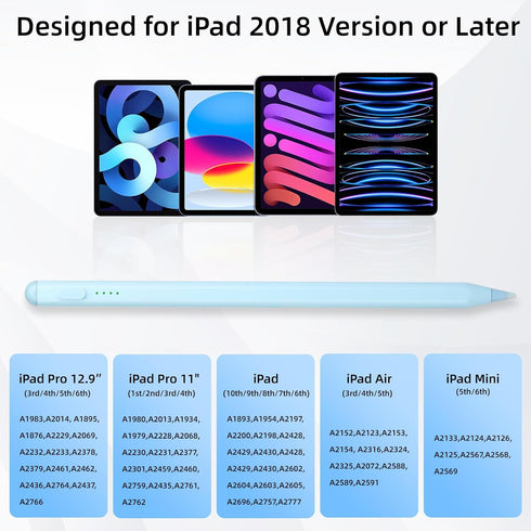 Stylus Pen for iPad with Tilt-Pressure Sensitivity, Fast Charging for 2018-2023 iPad/Mini/Pro/Air, Blue