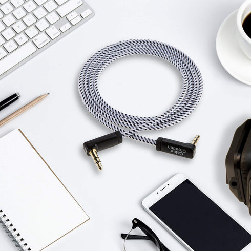 3.5mm Cable(1.5FT/0.45M), 90 3.5mm MP3 CableCreation Audio Degree Male to Male Auxiliary Aux Cable for Phones, Tablets
