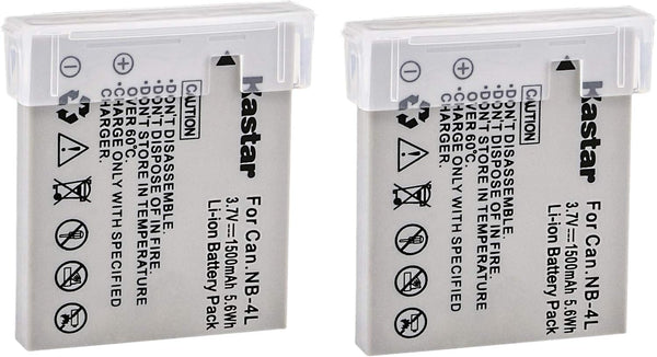 Kastar NB-4L Battery 2-Pack Replacement for Canon PowerShot SD30, SD40, SD200, SD300, SD400