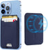 TopMade Magnetic Wallet Card Holder for iPhone 14/13/12 Mag-Safe Series, Leather, RFID Blocking, Fit 4 Cards, Blue