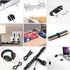 Cord Management Organizer Kit, 4 Cable Sleeve Split with 41 Self Adhesive Clips, 10pcs, 2 Rolls, 100 Ties for Home