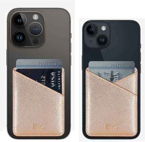 Phone Card Holder, Cell Phone Stick On Glitter PU Leather Sleeve, Credit for iPhone Samsung Most Smartphones