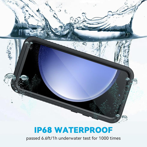 Lanhiem Samsung Galaxy S23 FE Case, IP68 Waterproof Heavy Duty Protection with Built-in Screen Protector, Black
