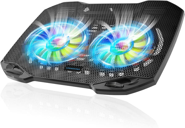 Laptop Cooling Pad, Gaming Laptop Cooler with 2 Quiet Big Fans, RGB 7 Color Light Change, Portable USB Laptop Stand 11