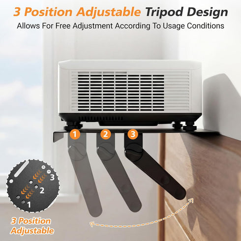 ElaraBerry 10.6 8.2 Inch No Drill Metal Projector Shelf for Wall Mounted, x Adjustable Angle Projector Stand for Sofa