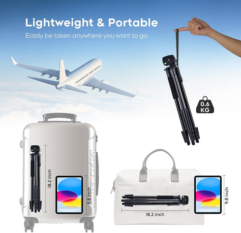 LINKCOOL 160cm/63 Adjustable Phone Tripod, Lightweight Portable Stand with Remote Shutter for iPhone Samsung Smartphone
