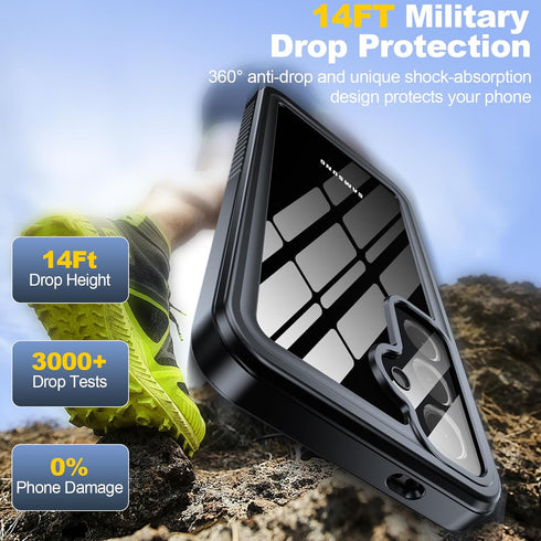 ANTSHARE for Samsung Galaxy S24 Case, IP68 Underwater Shockproof Heavy Duty Protective Case with Built-in Lens & Screen