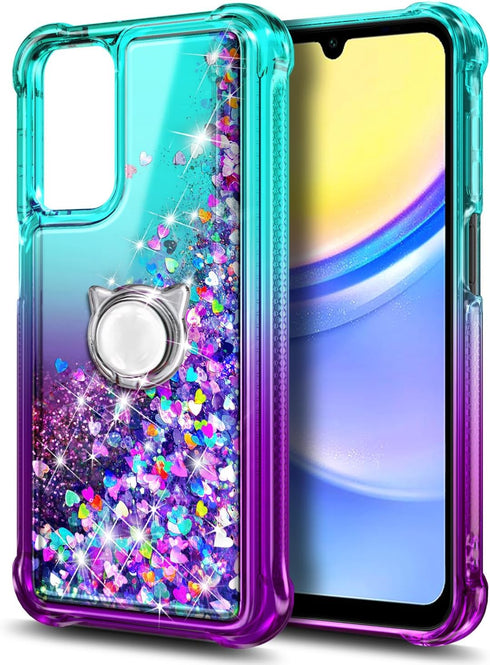 NZND Designed for Galaxy A15 Case, Samsung A15 4G/A15 5G Phone Case, Glitter Floating Liquid Waterfall Cute Case,