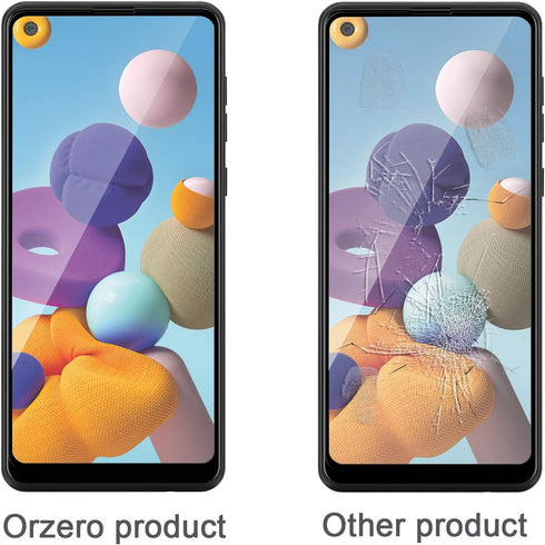 Orzero (3 Pack) Tempered Glass Screen Protector for Samsung Galaxy A21s, Full Adhesive, 2.5D Arc Edges, HD Anti-Scratch