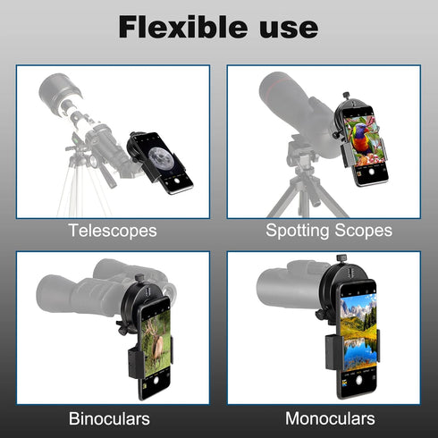 Smartphone Scope Adapter, Phone Mount for Spotting Scopes, Binoculars, Monoculars, Telescopes