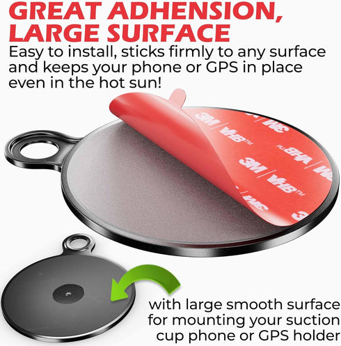 Dashboard Pad Mounting Disk for Suction Cup Mount - 3M Dashboard Sticky Pad for Car Phone Holder - Ultra Sticky Adhesive Replacement Disc for Garmin Dash Cam, GPS, iOttie Car Mount - 75mm 2-Pack