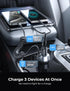 LISEN 65W USB C Car Charger Adapter, Fast Charging 5Ft 30W USB C Coiled Cable for iPhone 15, PD & QC3.0 Car Charger for