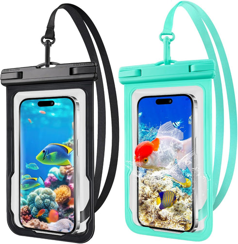 2 Pcs Waterproof Phone Pouch, Universal Case for iPhone Samsung Google Up to 7.3'', IPX8 Water Proof Cellphone Dry Bag