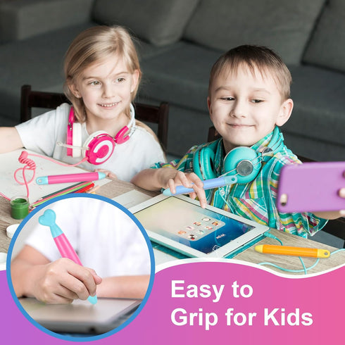Gjinxi 3 Pack 2) Kid-Friendly Stylus Pens for Touch Screens, Capacitive Stylus Pens with Durable Rubber Tips, Tablet