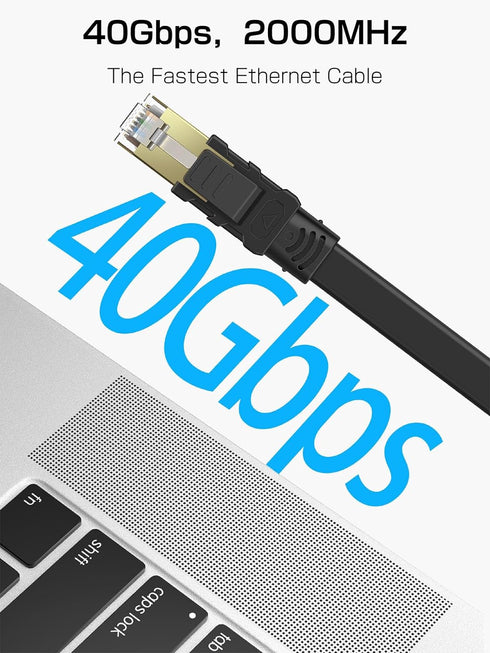 8 100FT, 40Gbps 2000Mhz RJ45 PS5/4/3, Senetem Cat Ethernet Cable High Speed Flat Internet Network Patch Cord, Shielded