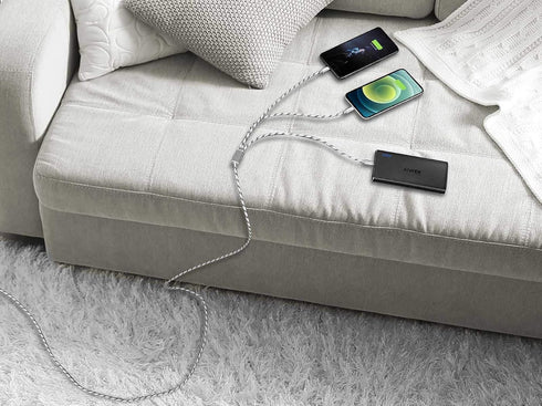 10Ft 3A Multi Charging Cable 2Pcs - 3 in 1 Braided USB Fast Charger for iPhone, Samsung, Pixel, LG, and more.