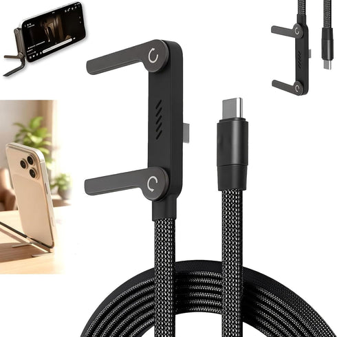Antusckon Invisible Holder Charger Cable with Stand, 240w Super Fast Charging 2-in-1 Fast