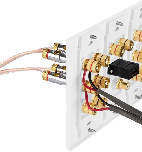 Fosmon HD8006 3-Gang 7.1 Surround Distribution Wall Plate for Home Theater, Gold Plated Copper