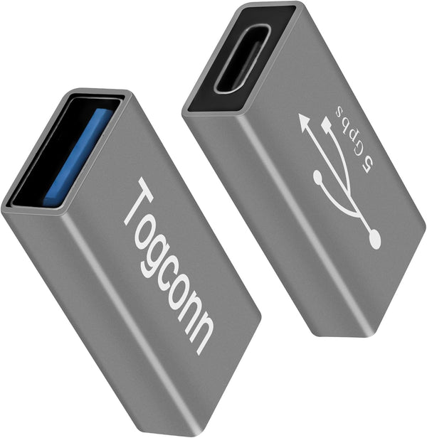 USB C to USB 3.0 Adapter (2 Pack), Type-C (Female) to USB A (Female) Coupler, High Speed USB Extension Connector