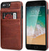 KIHUWEY iPhone 7/8 Plus Case Wallet, Premium Leather with Credit Card Holder, Heavy Duty Protective Cover (Brown)