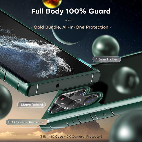 TOCOL Translucent Matte Case for Samsung Galaxy S22 Ultra - Military Grade Shockproof, Slim Fit Protective Cover (Green)