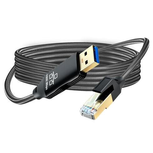 Jelly Tang 40Ft,USB 3.0 RJ45 Linux(40Ft/12M) USB to Ethernet Cable Male to Serial Adapter Directly Connected