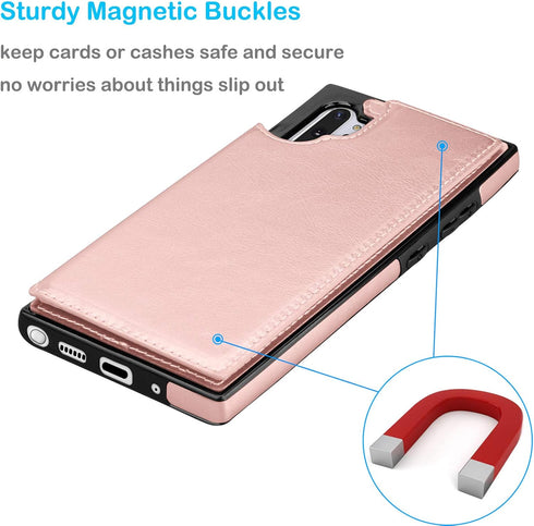 Tekcoo Galaxy Note 10 Plus Wallet Case, Rose Gold - Minimalist Luxury PU Leather Flip Cover with Card Holder Slots