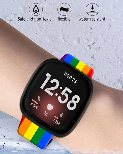 Sport Band for Women Men, Compatible with Versa 4/Versa 3/Sense 2/Sense, Elastic Replacement Wristbands Strap